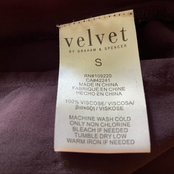 VELVET Long Sleeve Peasant Top Blouse  Burgandy Size Small - Picture 6 of 9